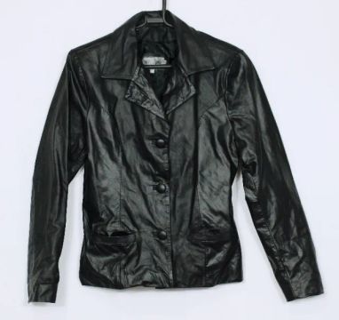 Jaqueta de couro legítimo feminina preta - Veste PP - Ref. 3499