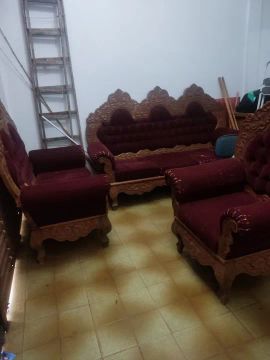 Conjunto de Sofás de Madeira Maciça