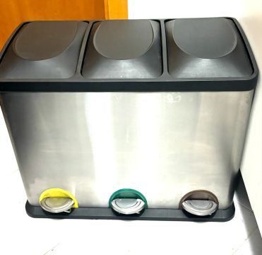 Lixeira de Aço Inox para Reciclagem - 3 Compartimentos