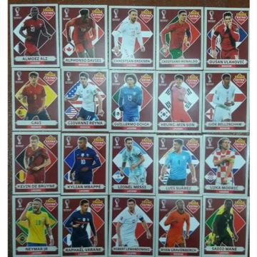 Coleção com 20 figurinhas extras lendárias bordô - Copa do Mundo 2022 Panini