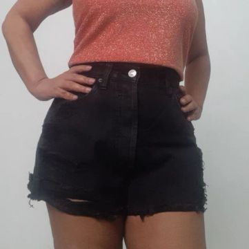 shorts jeans preto abercrombie & fitch