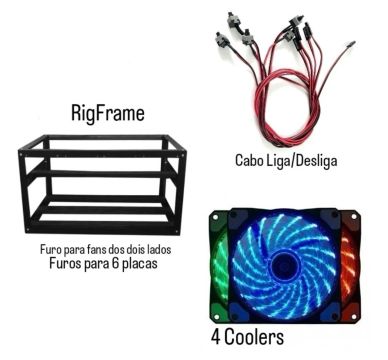 KIT para RIG de Mineração Completo - 6 Placas de Vídeo