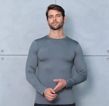 Camisa térmica Manga Longa Cinza - Tamanho GG