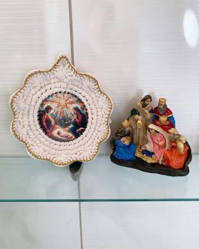 Quadro em crochê Nascimento de Jesus 