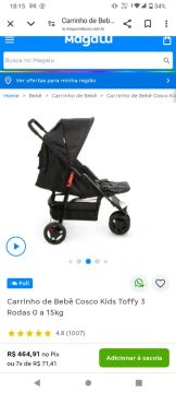 Carrinho de Bebê Cosco Kids Toffy 3 Rodas 0 a 15kg