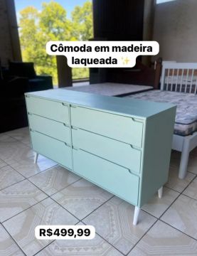 Cômoda em madeira laqueada 6 gavetas