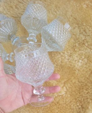Conjunto 6 taças Bico de Jaca vintage Cristal
