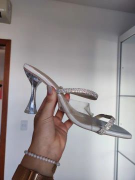 Sandália Salto Alto Strass