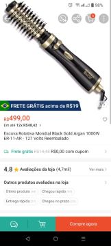Escova Rotativa Mondial Black Gold Argan 1000W