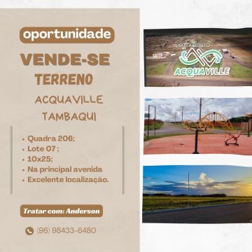 Terreno Quitado à venda em Acquaville Tambaqui