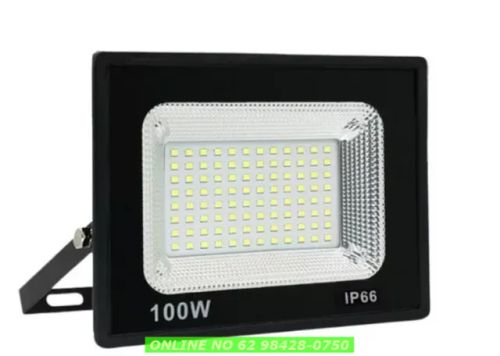 Refletor Holofote Led 100w A Prova D'agua Bivolt Branco Frio Cor Da Carcaça Preto Cor Da L