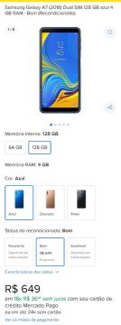 Galaxy A7 (2018) abaixo do valor de mercado 