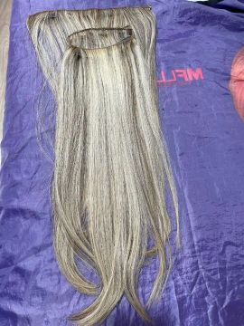 Mega hair adesivado feito com cabelo 100% humano, loiro (mechas), 51cm, 85g