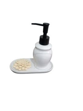 Kit Banheiro Lavabo  2  Peças Branco Bico Preto Fosco