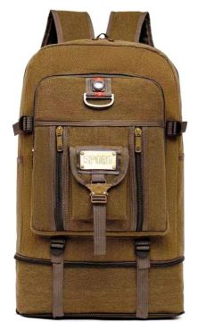 Mochila de Nylon Canvas Marrom - Grande,Aumenta de Tamanho-Nova 50/60 cm 