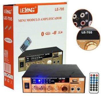 Amplificador Receiver Le-705 200w Bluetooth Som Ambiente Usb