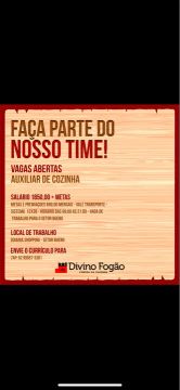 4 vagas de auxiliar de cozinha 12x36 setor Bueno 