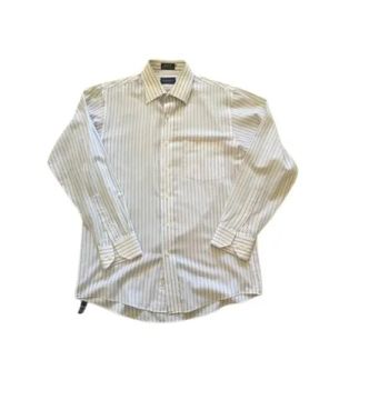 Camisa Social Masculina Van Heusen Broadcloath Listrada Ótimo Estado - Tamanho M (33/34)