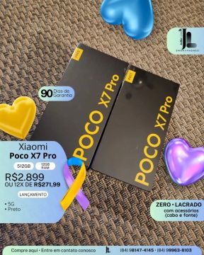 POCO X7 PRO, 5G, 512GB, 12GB RAM, LACRADO, LANÇAMENTO!