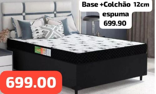 Cama Box Casal com Colchão Espuma 12cm - R$ 699,00