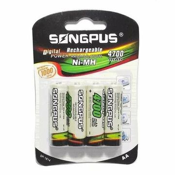 Cartela Com 4 Pilha Aa Aa Recarregavel 4700mah