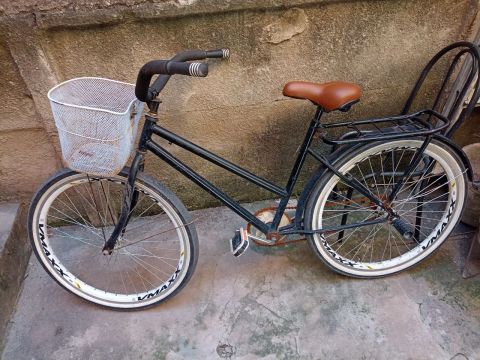 Bicicleta com cesta e bagageiro
