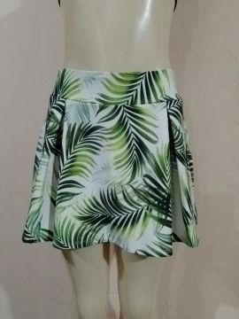 Short saia de folhas verde em malha - Tamanho 40