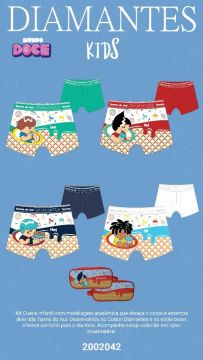 Cueca Infantil Turma do Aui Diamantes - Kit com 3 peças
