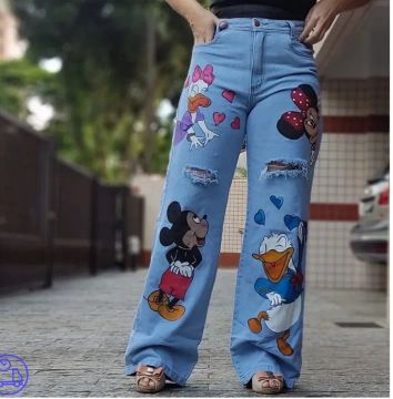Calça eide leg pintada a mão 