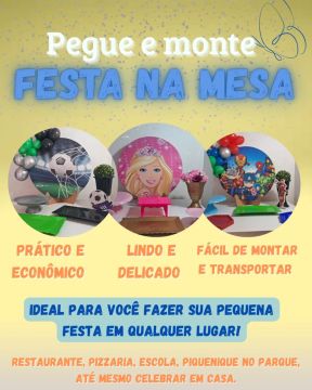 Pegue e monte, mini festa na mesa