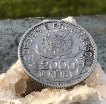 Moeda de Rs2$000 modelo BRASÃO&MOCINHA prata 900