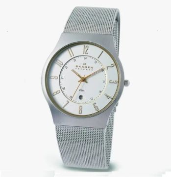 Skagen Relógio masculino de malha Slimline