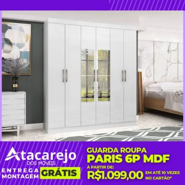 Guarda Roupa Branco MDF Casal Entrega e Monta Grátis
