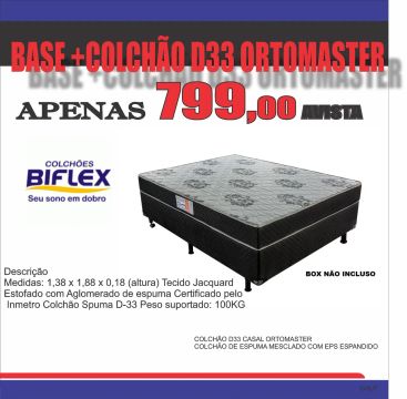 Colchão Casal D33 ortomaster com base /10