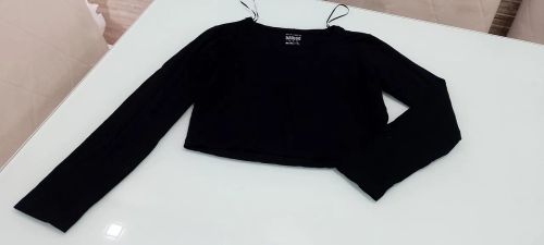 Blusa malha manga longa croped 