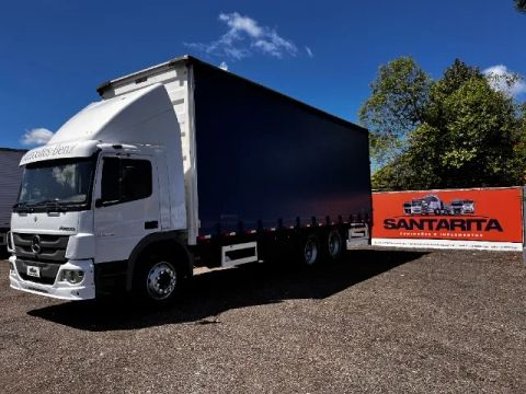 MB Mercedes-Benz Atego 2426 6X2 2013 Completo Revisado Truck Com Baú Sider Para 16 Paletes