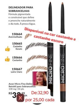 Delineador Avon Micro Fine para Sobrancelhas - Castanho e Castanho Escuro