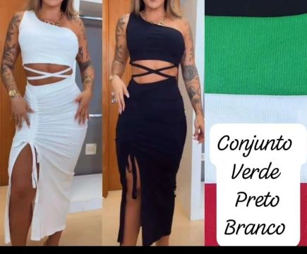 Conjunto maravilhoso preto, branco, vermelho e verde perfeitos