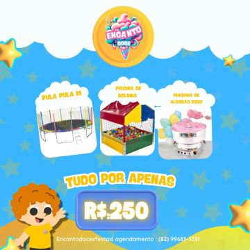 Combo Festa Infantil: Pula-Pula, Piscina de Bolinha e Algodão Doce por R$250!?