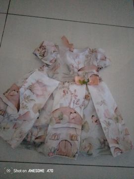 Vestido Infantil Floral - Tamanho 1 ano