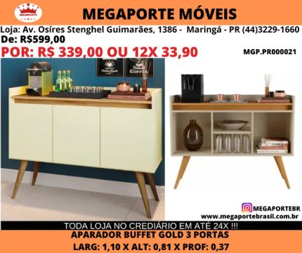 Aparador Gold 3 Portas 1,10