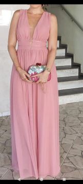 Vestido Longo Rosa de Festa tamanho P