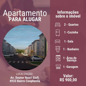 Aluga-se Apartamento no Coophavila 2 