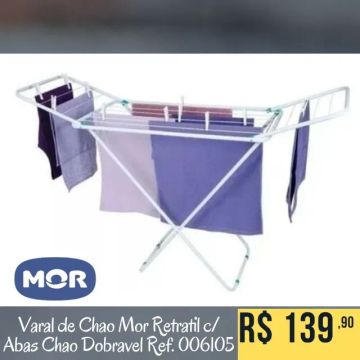 Varal de Chão Mor Retrátil c/ Abas Chão Dobrável Ref. 006105
