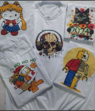 Camisetas personalizadas branca/mescla empresas, fotos, personagens, etc<br>