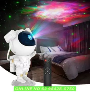 Luminária Astronauta Projetor Luz Noturna Galáxia Estrelas Cor da estrutura Branco