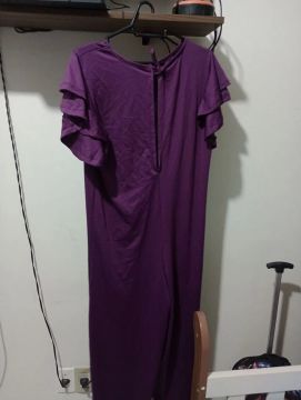 Macacão Longo Roxo com Detalhes nas Mangas