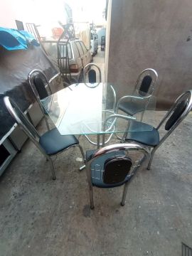 Mesa de inox de vidro 