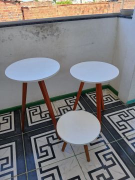 Jogo de 3 Mesa de canto Brancas
