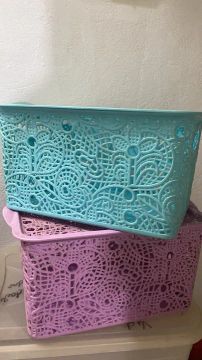 Cestas Decorativas em  Lacê -  Azul e Lilás
